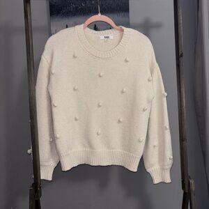 BB Dakota by Steve Madden Cream Pom-Pom Crewneck Sweater